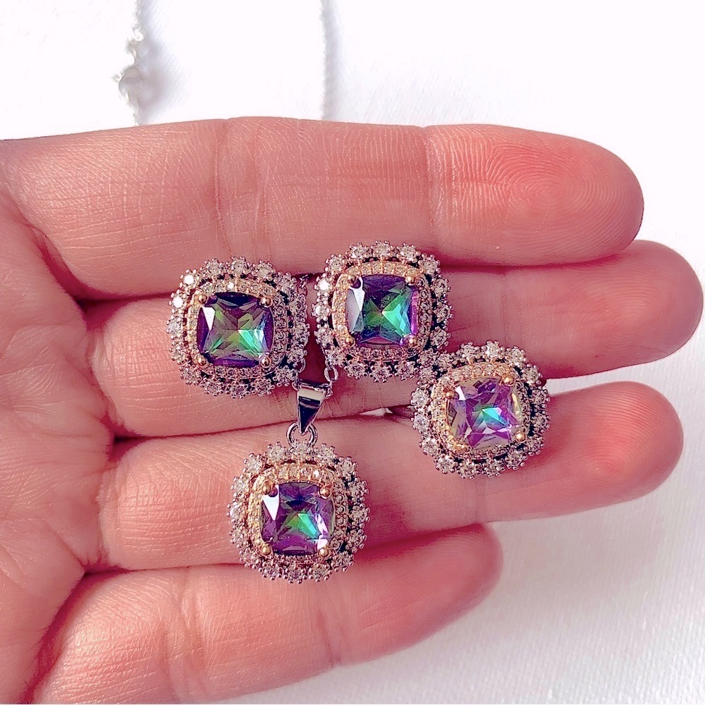 ♦️SALE♦️ 925 Sterling Silver Purple Crystal Zircon Sets